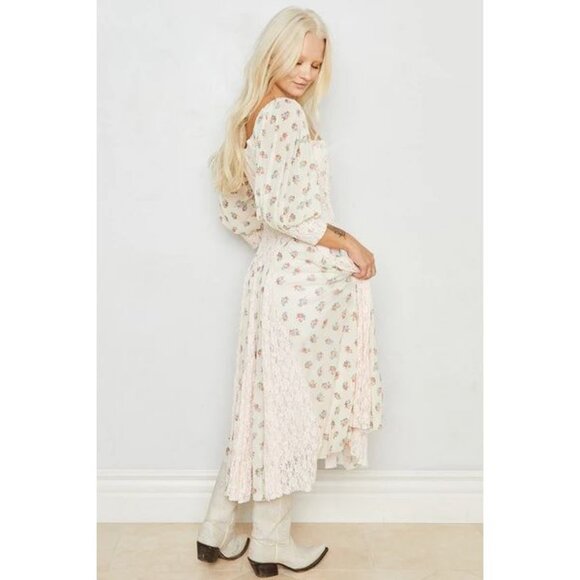 We Are HAH Maiden Memphis Corset Midi Dress in Almond Milk Cottagecore sz Large - Picture 2 of 14